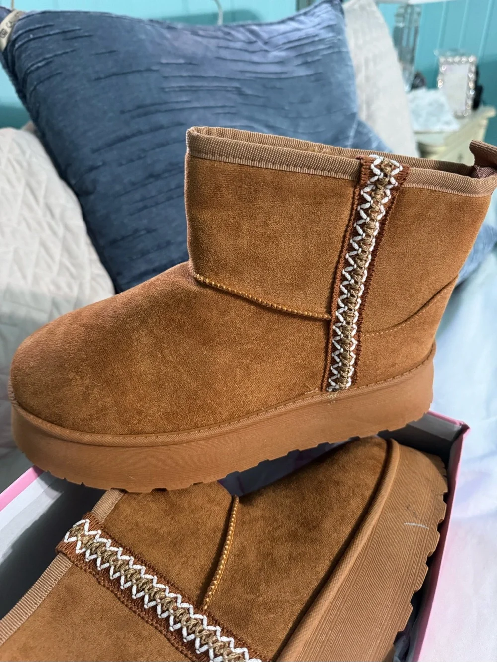 Wild Diva Tan Platform Ankle Booties platform style New